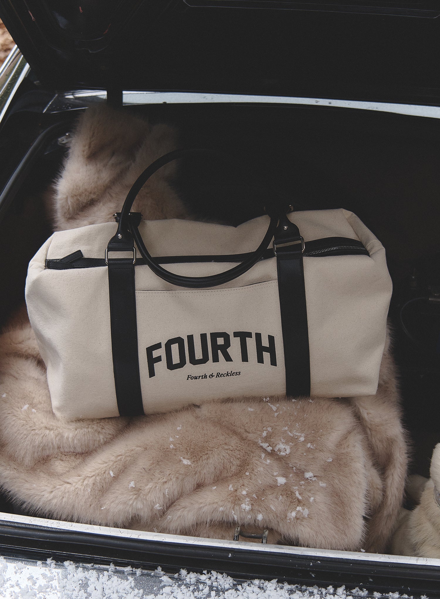 Beige Fourth Branded Weekend Duffle Bag